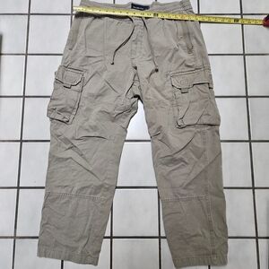 Abercrombie & Fitch Men's Khaki Cargo Pants Elastic Waist Size Large Short